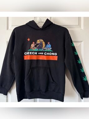 Cheech & Chong Cali republic bear 420 black graphic Unisex hoodie~Small